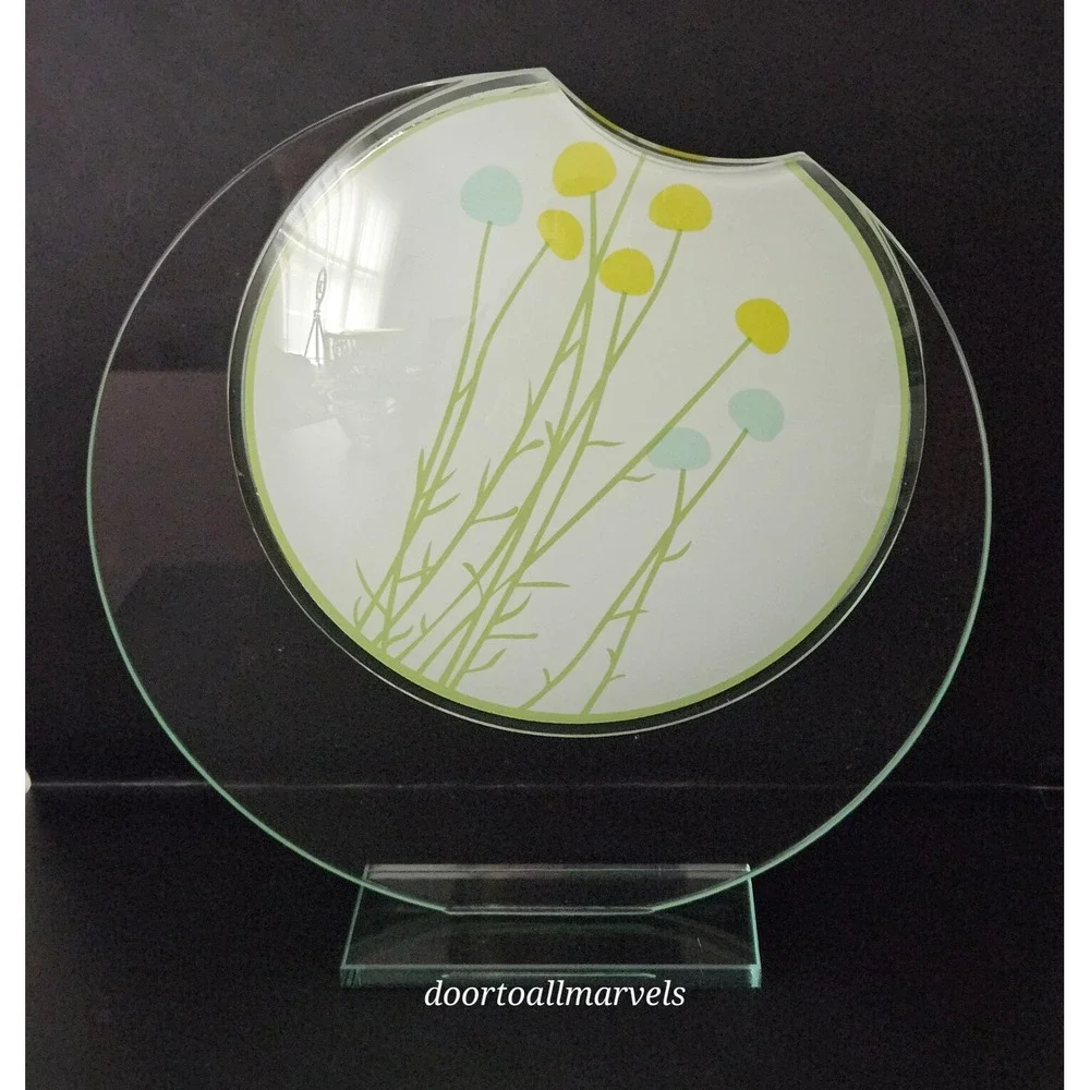VTG Suspended Art Glass Vase Botanical Allium Floral 10.75